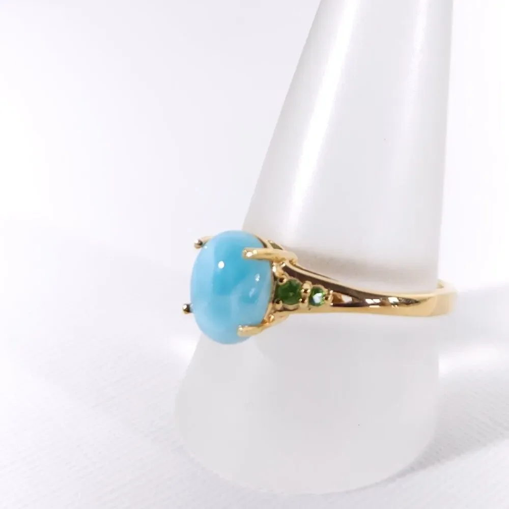 Larimar 1.9 Carats Ring Vermeil YG over Sterling Silver Size 10